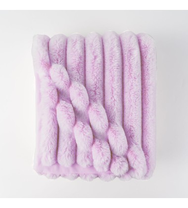 Luxury  Jacquard Stripe  Rosewater Pink Solid Tie Dye Minky Faux Rabbit Fur Mink Throw Blankets