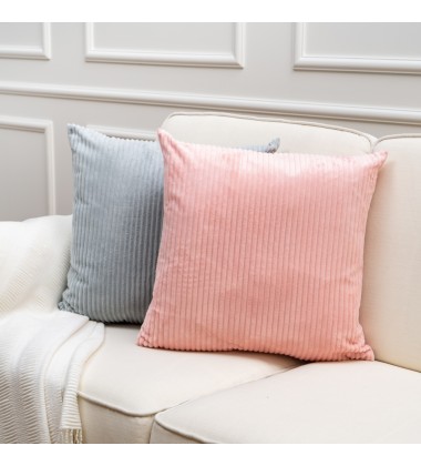 Decorative pink Velvet Cushion Covers Square Throw Pillowcases for Sofa Bedroom with Invisible Zipper stripe design cushion