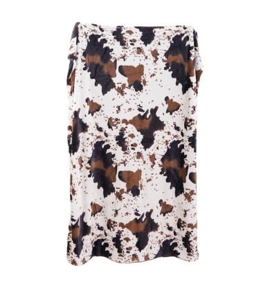 Hot Selling Luxury Cute Super Soft Cow Print Blanket  Animal Printed Mink Fleece Blankets