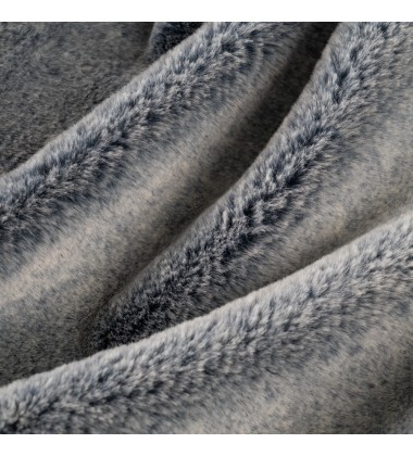 Luxury Lightweight Frosted Gray Back Printed Rabbit Faux Fur Throw Blanket Plush Velvety Soft Minky Plush Blanket