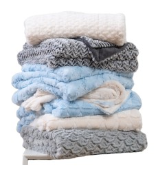 Super Soft Fuzzy Faux Fur Elegant Rectangular Embossed Throw Blanket