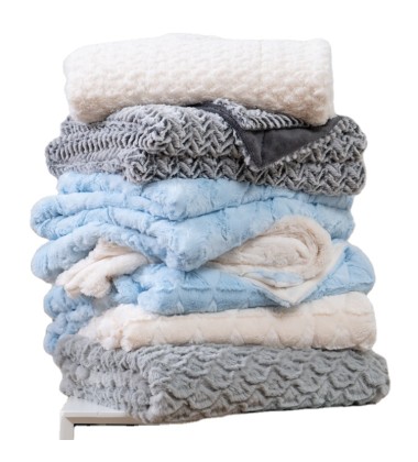 Super Soft Fuzzy Faux Fur Elegant Rectangular Embossed Throw Blanket