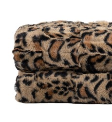 Royal Luxury Cozy Brushed Printed Leopard Pattern Plush Furry Rabbit Fur Minky leopard blanket for Winter