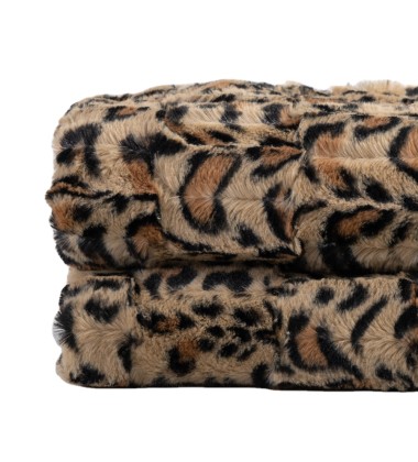 Royal Luxury Cozy Brushed Printed Leopard Pattern Plush Furry Rabbit Fur Minky leopard blanket for Winter