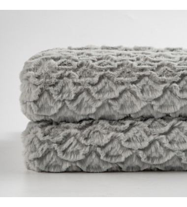 Super Soft Fuzzy Faux Fur Elegant Rectangular Embossed Throw Blanket