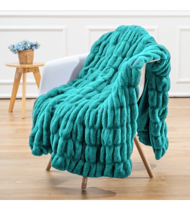 60x72Inch High end Quality Super Soft Thick Fluffy Outstanding Warm Double Sides Ruched Minky Throw Blankets for Couch