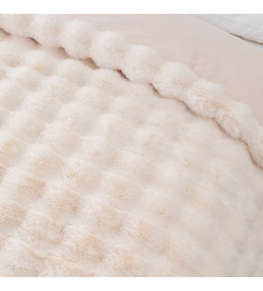 Luxury Stylish Bubble Minky Blanket Neutral Luxury Fur Fluffy Blanket Super Comfortable Blankets for Bed