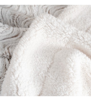 Reversible Thick Double Sides Luxury Brushed Wave Pattern PV Fur Sherpa Throw Blankets for sofa