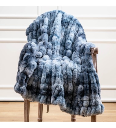 Luxury Faux Fur Oversized Throw Blanket with Plush Velvet Reverse Stripe Traditional Blanket