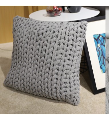 chunky knit square decorative pillow knitted throw cushion handmade pillow