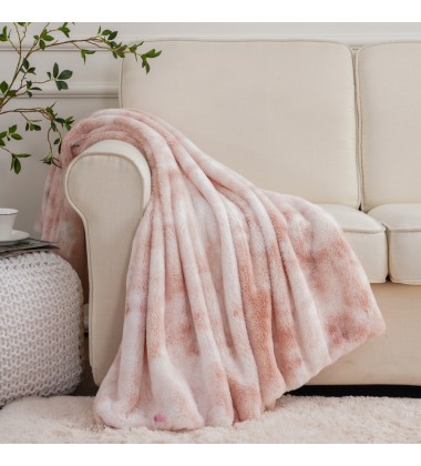 Princess Pink Faux Fur Throw Blanket 50x60 Inches Tie-dye Plush Decorative Reversible Throw Blanket for Baby