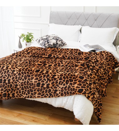 Lightweight Super Soft Ultra Luxurious Plush Mink Fleece Hooded Blankets Personalized Leopard Print Flannel Fleece Throw Blanket