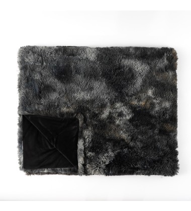 Black Tie Dye Decorative Soft Fluffy Faux Fur Throw Blanket