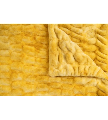 Luxury Gorgeous Minky Blanket Ruched Double Layer Faux Fur Blanket Fluffy and Cozy Vibrant Yellows