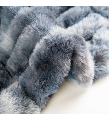 Luxury Faux Fur Oversized Throw Blanket with Plush Velvet Reverse Stripe Traditional Blanket