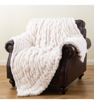 Ins Hottest Selling Camel Tie Dye Double Sides Super Soft Elegant Ruched Faux Fur Minky Throw Blankets for winter