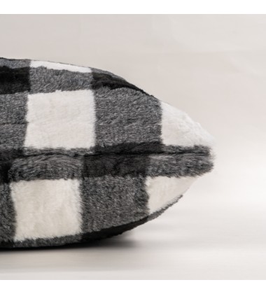 Korean Ultra Soft Black and White Checker Buffalo Plaid Christmas Blanket Faux fur Throw Blankets