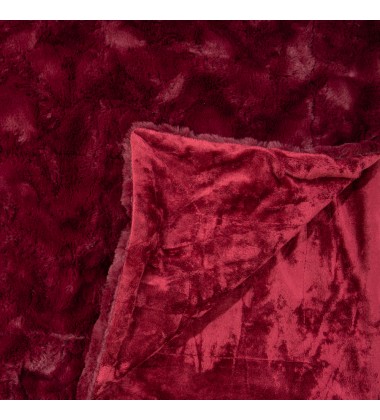 Faux Fur Reversible Maroon Red Tie-dye Brushed Embossed Sherpa Throw Blanket for Sofa Couch and Bed