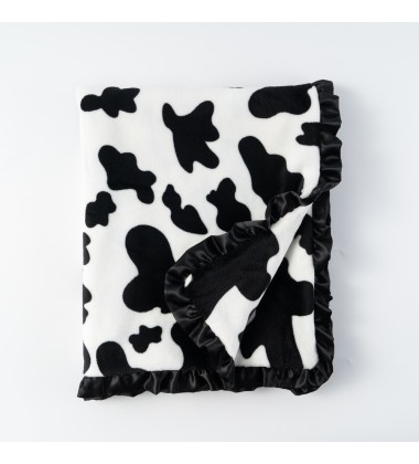 Black and White Cow Print Double Sides Fuzzy Super Soft Silky Cute Fleece Faux Fur Minky Blankets for Kids Boys Girls Adults