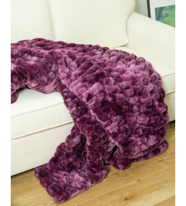 Tie-dye Purple Color Soft Fuzzy Mixed Fluffy Faux Fur Shaggy Reversible Fleece Shag Throw Blanket Twin for Sofa