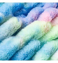 Adult Baby Sized Super Soft Fuzzy Double Sides Rainbow Tie Dye Ruched Faux Fur Minky Throw Blankets Hugs for deco