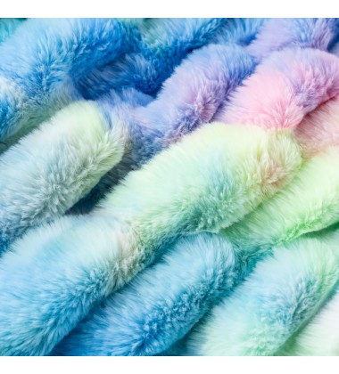 Adult Baby Sized Super Soft Fuzzy Double Sides Rainbow Tie Dye Ruched Faux Fur Minky Throw Blankets Hugs for deco