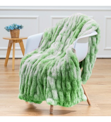 Adult Baby Sized Super Soft Fuzzy Double Sides Rainbow Tie Dye Ruched Faux Fur Minky Throw Blankets Hugs for deco