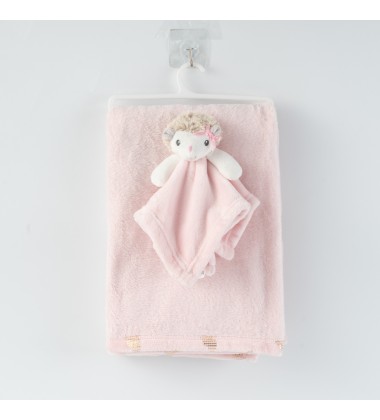 Baby Unisex Baby Plush Brushed Rose Pattern Minky fleece Blanket with Satin Edge and Security Blanket