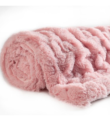  recycling super soft extra cozy luxury embossed red white rabbit faux fur throw blanket for couch