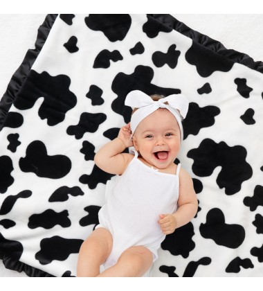 Black and White Cow Print Double Sides Fuzzy Super Soft Silky Cute Fleece Faux Fur Minky Blankets for Kids Boys Girls Adults