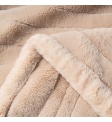 Classical Super Soft Cozy Taupe Channel Striped Reversible Double Sided Wearable Fox Faux Fur Throw Blankets for winter