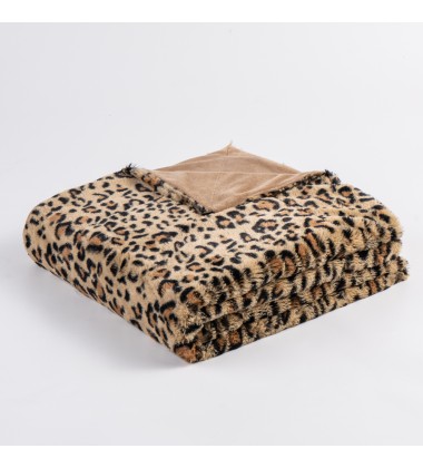 Hot Selling Reversible Super Soft Fuzzy Snow Leopard Print Fake Fur Throw Blanket for winter