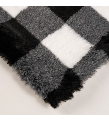 Korean Ultra Soft Black and White Checker Buffalo Plaid Christmas Blanket Faux fur Throw Blankets