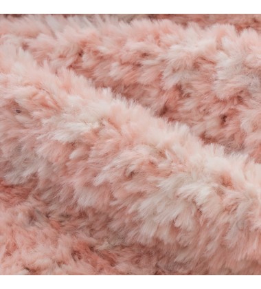 Luxury Cozy Fluffy High end Rosewater Pink Kitted Faux Fur Throw Blanket for Spring