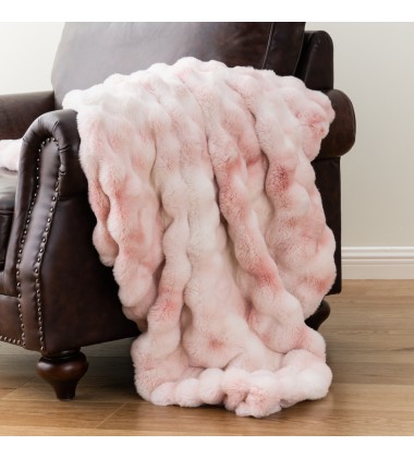 Luxury Tie Dye Pink Bubble Double Sided Soft Faux Rabbit Fur Minky Throw Blankets Adult Baby Snuggle and Cushions for winter