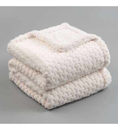 Heart Shape Embossed Faux Fur Minky Sherpa Faux Fur Throw Pet Blanket