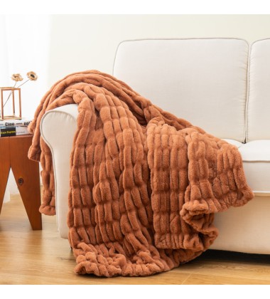 Luxury Cozy Pumpkin Color Double Sides Ruched Minky Throw Hugs Halloween Autumn Harvest Plush Stretch Seasonal Faux Fur Blanket