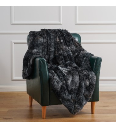 Black Tie Dye Decorative Soft Fluffy Faux Fur Throw Blanket