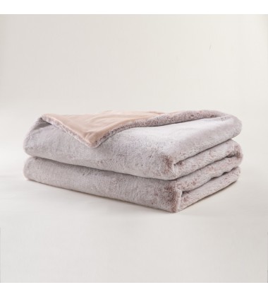 Luxury Lightweight Frosted Gray Back Printed Rabbit Faux Fur Throw Blanket Plush Velvety Soft Minky Plush Blanket