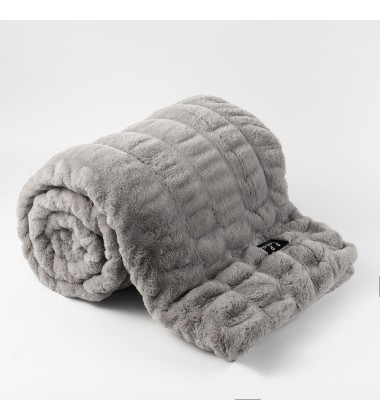 Soft Stylish Luxury Warm Embossed Tie Dye Ruched Bubbly Rabbit Faux Fur Minky Throw Blankets for Winter