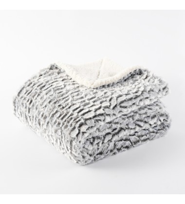 Super Soft Rabbit Faux Fur Fleece Throw Blanket Thick Luxurious Faux Fur Plush Warm Fuzzy with Stone Pattern for Bed Sofa