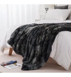 Black Tie Dye Decorative Soft Fluffy Faux Fur Throw Blanket