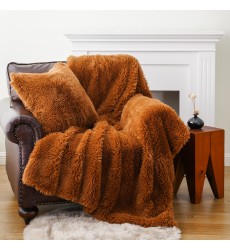 AW24 Luxury Fluffy Plush Super Soft Hand Feeling Brown Shaggy Long Fur Throw Blankets for Winter