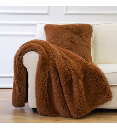 100%Recycle Polyester Soft Plush Faux Rabbit Fur Throw Blanket Heavy Weight Extra Soft Cuddle Blanket