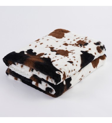 60 x 80 Cow Blanket Microfiber Throw Warm Cozy Fleece Animal Print Fleece Lightweight Travel Blanket