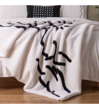 New Technique Low  Pattern Digital Printing Rabbit Faux Fur Throw Blanket Personalised