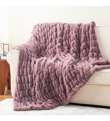 Huckleberry Elegant Soft Stretchy Luxurious Cozy Double Sides Ruched Minky Fabric Throw Blankets 60X80Inch