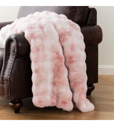 Luxury PomPom Bubble Snuggle No Shedding Poly Super Soft Faux Rabbit Fur Bubble Faux Fur Fabric Large Double Sides Minky Blanket