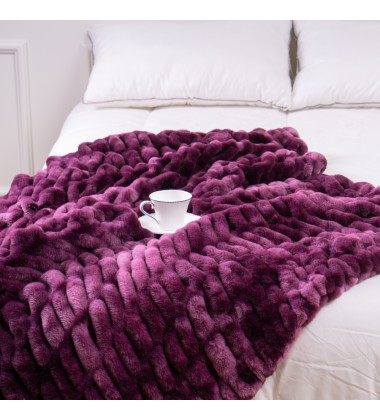 Tie-dye Purple Color Soft Fuzzy Mixed Fluffy Faux Fur Shaggy Reversible Fleece Shag Throw Blanket Twin for Sofa