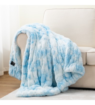 Free Sample Luxurious Ultra Soft Solid Color Thick Tie Dye Korea Ruched Mink Blanket Hug Faux Fur baby Caramel Minky Blanket